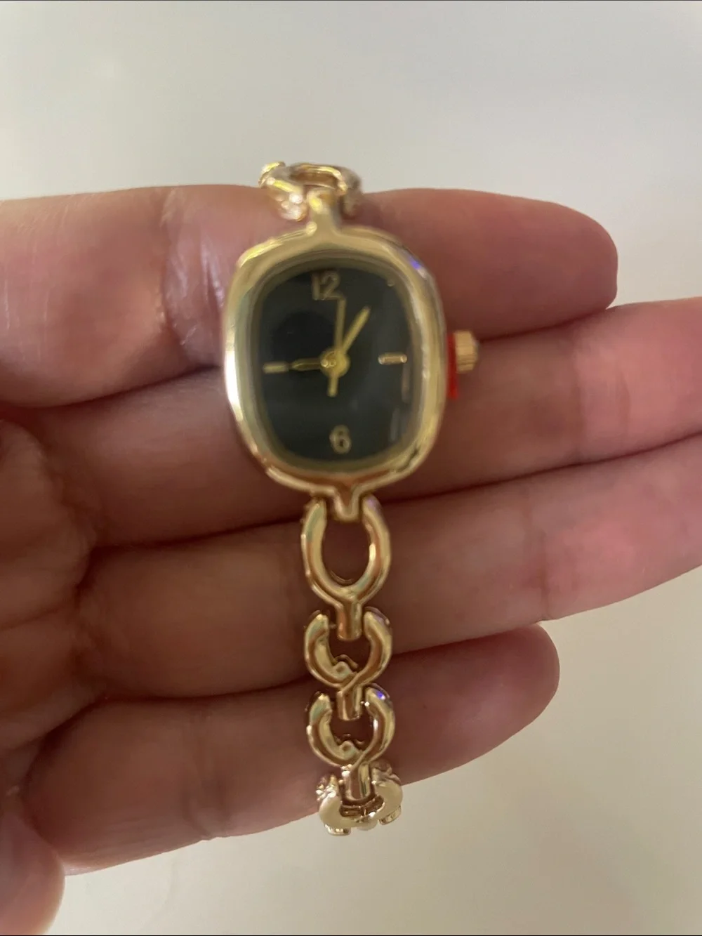 Altar'd State Gold Link Bracelet Watch with Black Dial